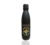 Botella de agua de Harry Potter para niños, botella de plástico negro con escudo de Hogwarts de 650 ml, sin BPA, a prueba de fugas, reutilizable, botella de bebidas escolares para niños y niñas