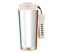 Botella de agua de la bandera irlandesa con tapa con pajilla, de acero inoxidable, boca ancha, aislada, a prueba de fugas, para mujer, color blanco