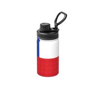 Botella de agua deportiva aislada al vacío con estampado de bandera de Chile, botella de agua de acero inoxidable que mantiene el frío y caliente para hacer deporte