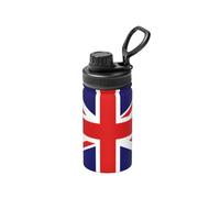 Botella de agua deportiva aislada al vacío con estampado de bandera del Reino Unido, botella de agua de acero inoxidable que mantiene el frío y caliente para hacer deporte