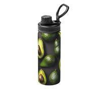 Botella de agua deportiva aislada con estampado de frutas de aguacate para exteriores, camping, gimnasio y viajes, retención de calor y frío