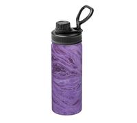 Botella de agua deportiva con estampado de mármol de textura morada oscura, botella de agua portátil, adecuada para ciclismo, senderismo y entrenamiento de gimnasio.