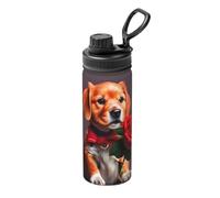 Botella de agua deportiva de 18 onzas con estampado de perro parecido a caballero, taza de viaje portátil con asa, adecuada para deportes al aire libre y viajes.