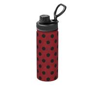 Botella de agua deportiva de punto rojo con lunares negros de 18 onzas, botellas de agua aisladas de acero inoxidable, a prueba de fugas, termo caliente y frío, taza de viaje para senderismo, ciclismo