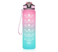 Botella de agua deportiva motivacional con pajita, botella de agua con marca de tiempo de bebida, botella de agua deportiva de boca ancha, a prueba de fugas, material Tritan, sin BPA, con correa para