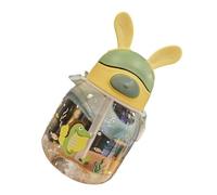 Botella de agua frágil con diseño en forma de liebre para niños activos, diseño a prueba de fugas con popote protector de masticación. Botella de agua con diseño a prueba de fugas