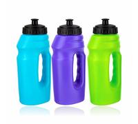 Botella de agua grande no tóxica para deportes de plástico con asa, diseño a prueba de fugas, botella Triton, libre de BPA, para gimnasio, ciclismo, camping, correr, 700 ml, 1 unidad (morado)