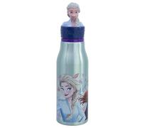 Botella de agua infantil de aluminio de 690 ml con figurita en el tapón de Frozen
