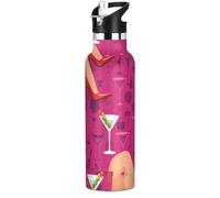 Botella de agua metálica a prueba de fugas, 567 g | Acero inoxidable 304, válvula de ventilación de aire, botella de agua de mochila, tacón de vino rubor, arte de cóctel