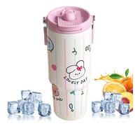 Botella de agua metálica con paja - botella de agua de acero inoxidable con paja | Botella de agua | Taza térmica de fugas de 31 oz para café deportivo de gimnasio de café
