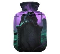 Botella de agua mística gótica con diseño de cruz de leopardo para agua caliente con cubierta suave, compresa caliente de 2 L para calentador de manos y pies