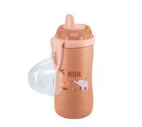 Botella de agua NUK First Choice con boquilla rígida | A partir de 12 meses | 300 ml | Boquilla resistente a prueba de fugas | Clip y tapa protectora | Elefante rojo | 1 unidad