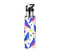 Botella de agua para gimnasio a prueba de fugas, sin BPA, divertido halcón de lunares con tapa de boquilla a prueba de fugas, caliente y frío, doble pared para deportes, gimnasio, al aire libre