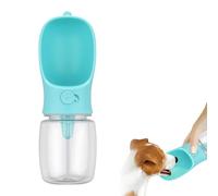 Botella de agua para perros con bebedero integrado, botella para perros para viajes, 550 ml, a prueba de fugas, botella transparente de PET para caminar, viajar, pasear con el perro, azul