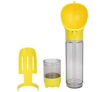 Botella de agua para perros de 500 ml con taza y pala integradas, comedero portátil para mascotas con interruptor a prueba de fugas, soporte integrado para bolsa de basura para perros, viajes al aire