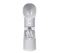 Botella de Agua para Perros de plástico a Prueba de Fugas con Compartimento para Alimentos, dispensador portátil de Agua para Viajes, con cordón para Paseos y excursiones al Aire (Gris)