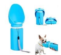 Botella de Agua para Perros Plegable para Paseos, 550ml Bebedero Portátil para Mascotas con Cuenco de Silicona Alimentaria, Dispensador de Agua Antigoteo para Senderismo (Blue)