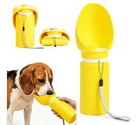 Botella de Agua para Perros Portátil 550ml, Bebedero Plegable de Silicona para Perros, Dispensador de Viaje Antifugas, Comedero Portátil de Perro para Paseos (Yellow)