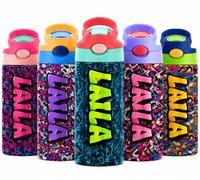 Botella de Agua Personalizada con Nombre para Niños | Termo Personalizada con Pajita Botella Termica Niños de Acero Inoxidable Botella Agua Niña Regalo Personalizado Infantil