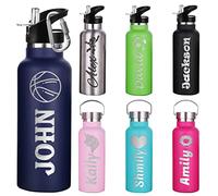 Botella de agua personalizada del acero inoxidable de encargo de las botellas de agua del deporte aislada, frasco de agua modificado para requisitos particulares de 1226 onzas, texto del nombre