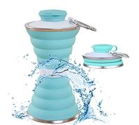 Botella de agua plegable, taza de camping con mosquetón, reutilizable, plegable, a prueba de fugas, deportes portátiles para exteriores, viajes, gimnasio, senderismo, sin BPA, tazas de ciclismo