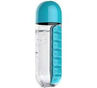 Botella de agua portátil 2 en 1 con organizador de caja de píldoras Caja de planificador de 7 días Caja de medicamentos de viaje Contenedores (600 ml)