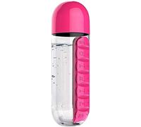 Botella de agua portátil 2 en 1 con organizador de caja de píldoras Caja de planificador de 7 días Caja de medicamentos de viaje Contenedores (600 ml)