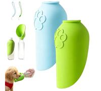 Botella De Agua Portátil para Perros, Adaptador Portátil De Botella De Agua para Perros De Silicona, Tapa De Dispensador De Hoja Plegable A Prueba De Fugas para Mascotas (Blue+Green)