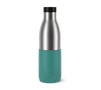 Botella de agua potable Emsa Bludrop Color | N31102 | Acero inoxidable | 0,7 L | Mantiene 24 horas de frío y 12 horas de calor | Tapa de presión rápida | Puño de silicona | Gasolina