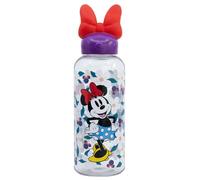 Botella de agua reutilizable para niños y niñas de plástico con diseño infantil con tapón de figurita 3D y capacidad de 560 ml de Minnie