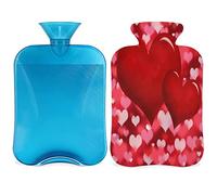 Botella de agua roja caliente para el día de San Valentín con funda esponjosa, bolsa de agua caliente de gran capacidad, bolsa de agua de San Valentín con corazones para noches acogedoras, alivio del