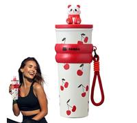 Botella De Agua Rosa - Lindo Diseño De Dibujos Animados Botellas Con Tapa,Vaso Termo Multifuncional Para Mujeres Maestras Oficina Viaje