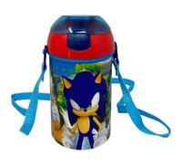 Botella de agua Sonic con apertura emergente de plástico reutilizable con correa sin BPA, capacidad 450 ml
