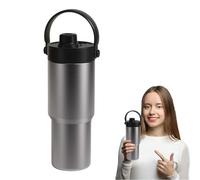 Botella de agua: taza aislada de 735 ml, taza de vacío de fondo plano grande para almacenamiento a prueba de fugas, revestimiento recubierto de cerámica con tapa duradera, botella de deportes portátil