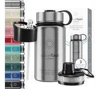 Botella de Agua Térmica ACTIVE FLASK + Pajita (3 Tapones) sin BPA - 1l & 500ml | Frasco Termo de Acero Inoxidable + Aislamiento Vacío | Cantimplora Aislada Bicicleta Deporte Caliente Fría Café Té