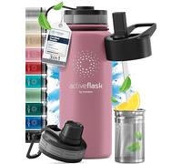 Botella de Agua Térmica ACTIVE FLASK + Pajita (3 Tapones) sin BPA - 1l & 500ml | Frasco Termo de Acero Inoxidable + Aislamiento Vacío | Cantimplora Aislada Bicicleta Deporte Caliente Fría Café Té