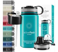 Botella de Agua Térmica ACTIVE FLASK + Pajita (3 Tapones) sin BPA - 1l & 500ml | Frasco Termo de Acero Inoxidable + Aislamiento Vacío | Cantimplora Aislada Bicicleta Deporte Caliente Fría Café Té