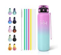 Botella de Agua Termica de 1 Litro, Acero Inoxidable con Pajita y Sin BPA, Cantimplora thermos para Fitness, Viaje y Actividades Deportivas