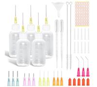 Botella de Aguja de 5 Piezas, Botella Aplicadora de 50ml con 20 Agujas Dosificadoras y 15 Tapones, Botellas Aplicadoras de Punta, Frasco Aplicador para Pegamento de Recarga de Manualidades DIY
