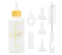 Botella de Alimentación para Mascotas, Kit de Biberón para Cachorros de Perro Gatitos, Botella 60ml 150ml de Silicona con Mini Pezones de Repuesto para Animales Pequeños (Amarillo pequeño)