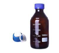 Botella de almacenamiento de medios de vidrio marrón ámbar con tapa de PTFE de 3 orificios GL45 - Capacidad de 100 ml a 2000 ml for uso en laboratorio(2000ml)