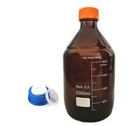 Botella de almacenamiento de medios redonda de vidrio de borosilicato, color marrón ámbar, con tapa de fase móvil GL45 de 5 orificios, capacidad de 100 ml a 20000 ml(250ml)