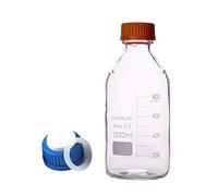 Botella de almacenamiento de medios redonda de vidrio de borosilicato con tapa de fase móvil de 2 orificios GL45, resistente a altas temperaturas, 1 ud.(250ml)