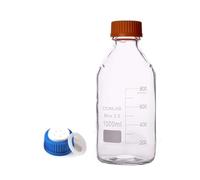 Botella de almacenamiento de medios redonda de vidrio de borosilicato con tapa de fase móvil GL45 de 5 orificios - Capacidad de 100 ml a 20000 ml(1000ml)