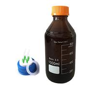 Botella de almacenamiento de reactivos redonda de vidrio de borosilicato, color marrón ámbar, con tapón de rosca GL45, capacidad de 100 ml a 20000 ml(1000ml)