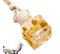 Botella de ambientador para coche, botellas de difusor de coche colgantes | Difusor de aceite para coche con purpurina dorada | Botella de vidrio vacía con colgante de perfume automotriz, ornament