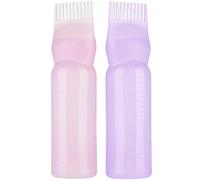 Botella de aplicador de combustible de raíz de 2 piezas con cepillo, aplicador de engrasamiento de cabello de plástico de 160 ml con escala graduada, botellas de aceite recargables para el cabel