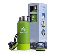 botella de bebida de acero inoxidable hydro2go ® X-AlpsBotella - 950ml / 33oz | botella termo aislada al vacío + 3 tapones para beber | Matraz de vacío a prueba de fugas | botella para deportes al aire libre de doble pared | termo