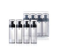 Botella de bomba de vacío sin aire de calibre ancho, dispensador de cosméticos reutilizable, fácil de enlatar, color negro translúcido, tamaño de viaje que se puede empacar por separado, champú loción