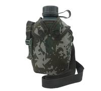 Botella de campo, 1 L, para camping, militar, con cubierta de camuflaje, para exteriores, color verde militar